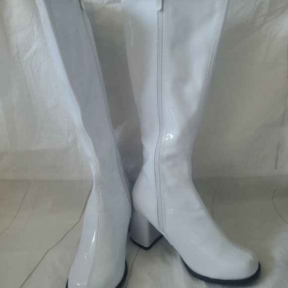 white patent gogo boots